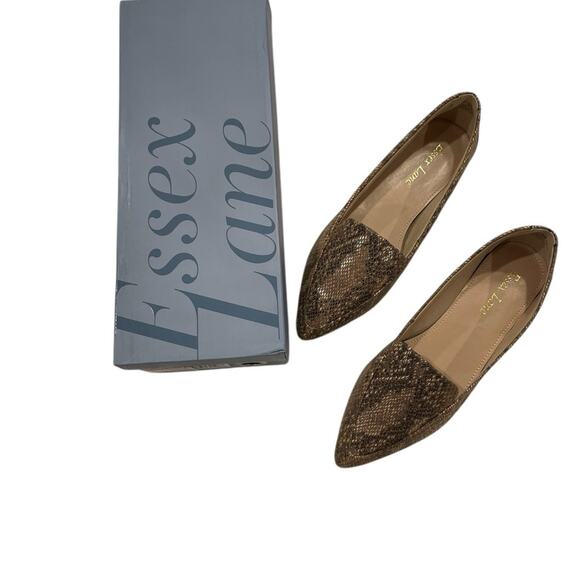 ESSEX LANE Flats – Snake Print, Pointed Toe, Sz 6, NWOT, Neutral Edge - Picture 2 of 7